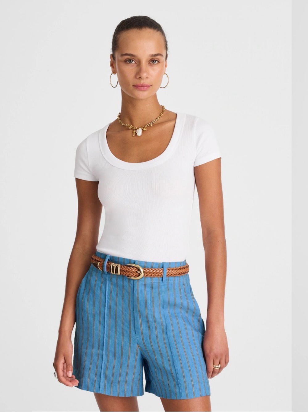NWT Madewell Pintucked Shorts in 100% Linen Size 4